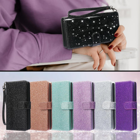 Varikke 11 11 6.1", for iPhone Wallet Case Detachable with Card Holder for Women Girls, Fashion Glitter PU Leather