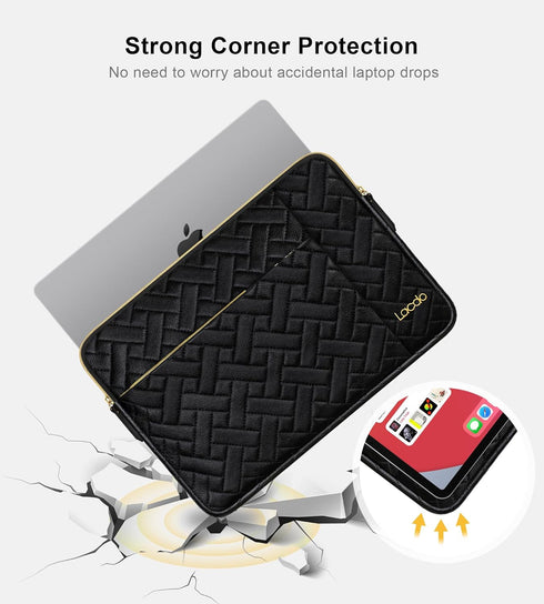 Lacdo 14 Inch Laptop Sleeve Case for HP Lenovo Dell ASUS Acer Chromebook, Water-Resistant, Elegant Black