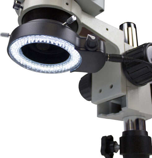 Vision Scientific VMLIFR-09B Black Adjustable 144 LED Ring Light for Stereo Microscope | 2.5" Inside and 3.64" Outside