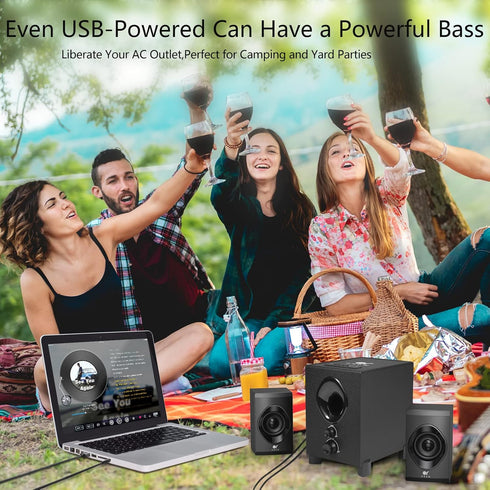 OROW Bluetooth Computer Speakers with Subwoofer, 18W Wireless PC Speakers, Support SD, USB, AUX, Bluetooth
