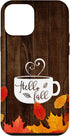 Hello Fall Coffee Mug with Autumn Leaves, Happy Fall Feeling Case for iPhone 12 mini