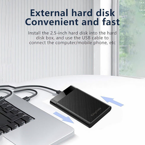 SSD HDD Hard Drive Enclosure, 2.5" SATA III USB 3.1 Caddy Case for Fast Data Transfer, Tool-Free, Black