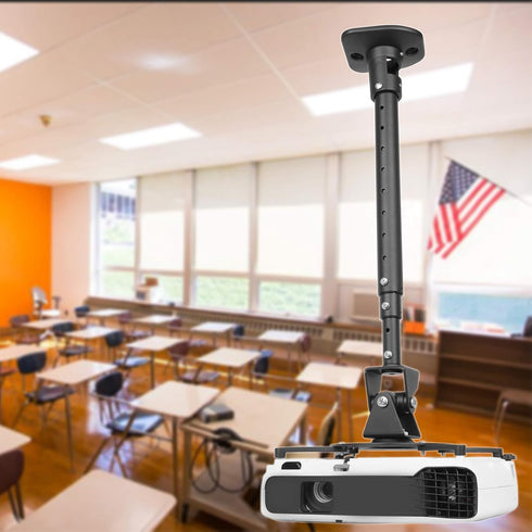 Full Motion Universal Ceiling Projector Mount Bracket - Adjustable Height, Extendable Arms, Rotating Swivel Mount