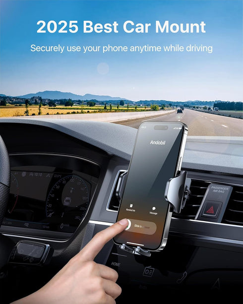 andobil Car Phone Holders - Ultra-Stable Air Vent Mount with Anti-Shake & 360° Rotation, Fits iPhone 16/15/14/13/12 Pro