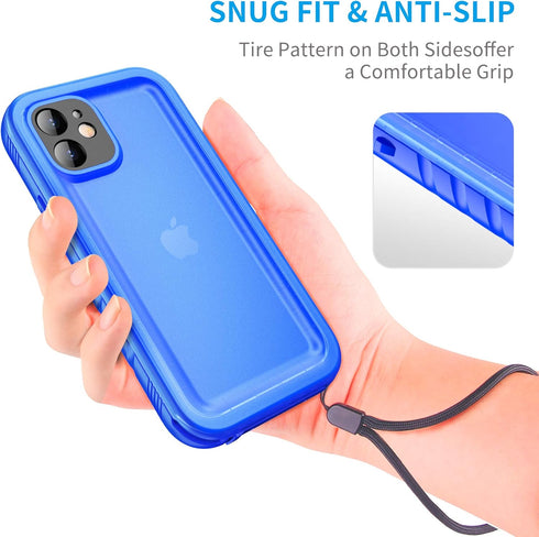 Cozycase iPhone 12 Mini Waterproof Case, Full Body Rugged Dustproof Shockproof with Built-in Screen Protector, Blue
