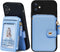 M-Plateau RFID Blocking Phone Wallet Stick on Leather, Attachable Card Holder for Most Smartphones (Sky Blue)