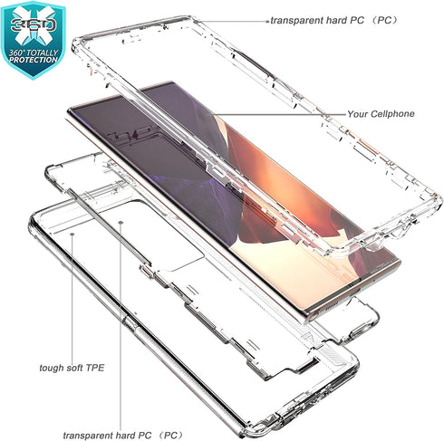 YmhxcY Galaxy Note 20 Ultra Case - Clear Silicone Cover with 3 Layer Drop Protection, Shockproof