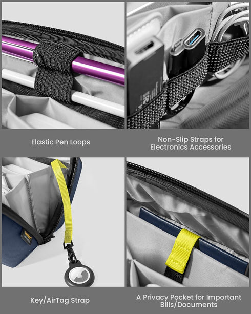 tomtoc Electronic Organizer Accessory Tech Pouch for MacBook Charger, Cables, Power Bank, Hard Drive, Water-resistant