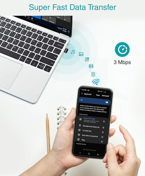 Kinivo USB Bluetooth Adapter for PC BTD500, Wireless Dongle Receiver for Windows 11/10/8.1/8