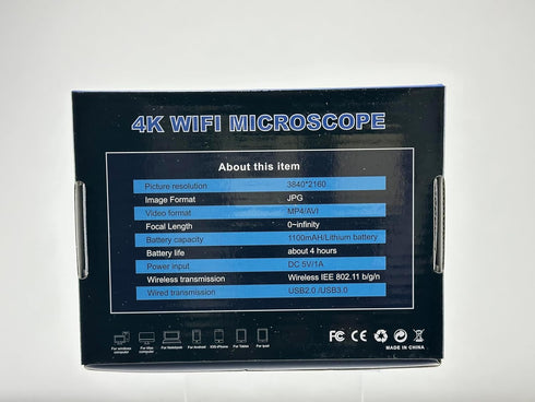 Ninyoon 4K WiFi Microscope for iPhone Android PC, 50-1000X USB Digital Microscope, Wireless Super HD Endoscope Camera