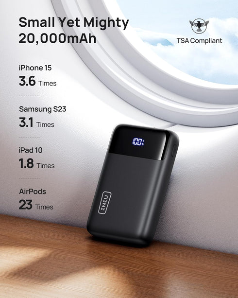 INIU Power Bank 20000mAh, Smallest 22.5W Portable Charger, USB C in&Output Fast Charging Mini Battery Pack for iPhone