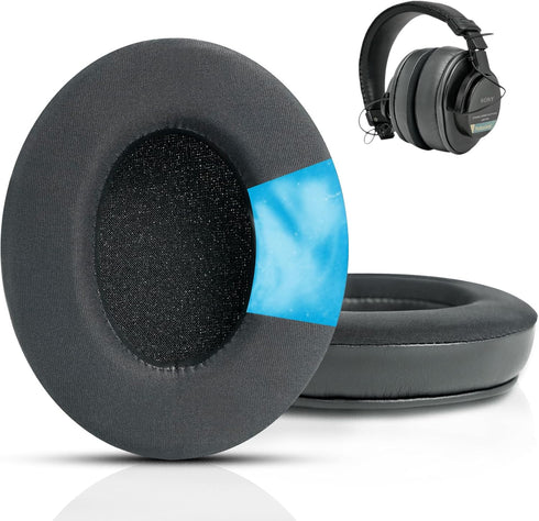 GVOEARS Cooling Gel Ear Pads for Sony MDR 7506, V6, V7, CD900ST - Noise-Isolating Memory Foam & Premium Leather (Black)