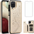 Asuwish Wallet Cover Phone Case for Samsung Galaxy A42 5G, Flip Leather with Tempered Glass Screen Protector, Stand