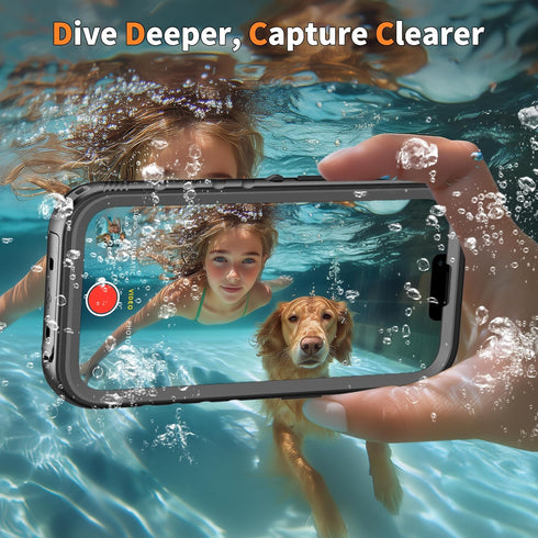 Cozycase Waterproof Case for iPhone 13 Pro Max - Full Body Dustproof Shockproof with Built-in Screen Protector - Black