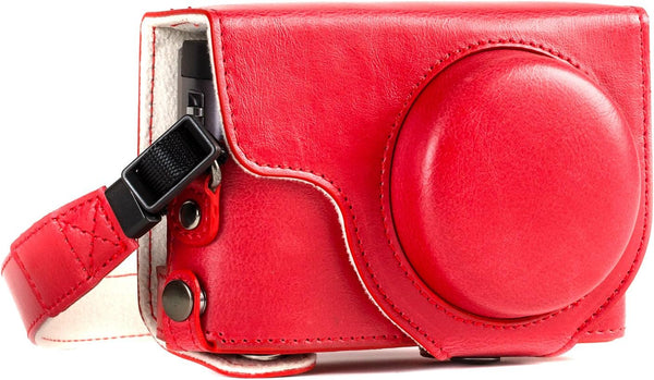 MegaGear MG1262 Ever Ready Leather Case for Panasonic Lumix DC-ZS80, DC-ZS70, DC-TZ95, DC-TZ90 - Red