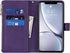 Jaorty Wallet Case for iPhone XR, 9 Card Slots, Wrist Strap, Zipper Cash Pocket, Magnetic Leather Cover, Purple