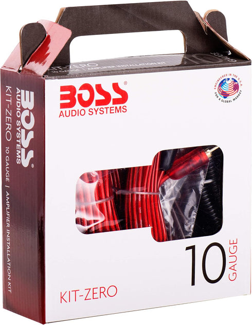 BOSS Audio Systems KIT-ZERO 10 Gauge Wiring Installation Kit for Car Amplifiers, Helps Connect Power to Radio and