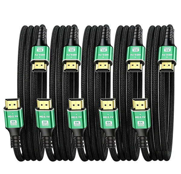 10K 8K HDMI Cable 5-Pack 6.6FT, HDMI 2.1 Cable Bulk Ultra High