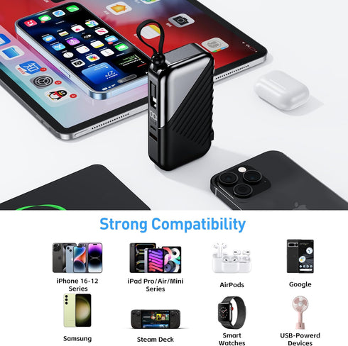 DYDMTT 10000mAh 27W 17/16/15, Portable Charger with Wall Plug Power Bank for iPhone Portable Charger with Built