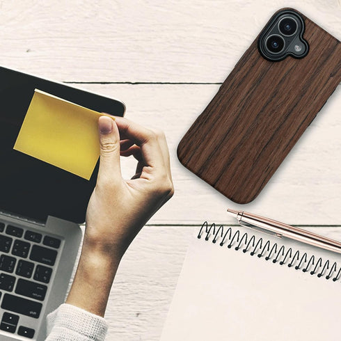 kwmobile 17 Wood Optics Case Compatible with Apple iPhone - TPU Protective Cover in Two-Tone Wood Design - Woodgrain
