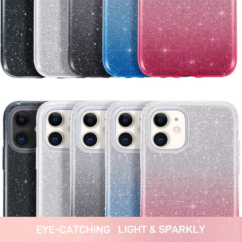 MILPROX Bling Sparkly Glitter Case for iPhone 11, Protective 3 Layer Hybrid Anti-Slick Slim Soft Cover, Blue