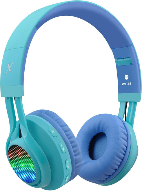 Riwbox WT-7S Kids Bluetooth Headphones, LED Light Up Wireless Foldable Stereo Headset