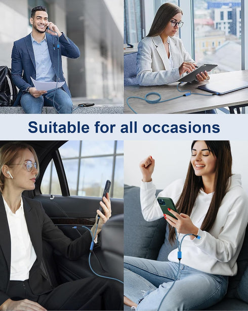 Multi USB Charging Cable, USB to USB C and Lightning Cable, 4ft Braided 2 in 1 Fast USB Cable with Type C/Lighting Port