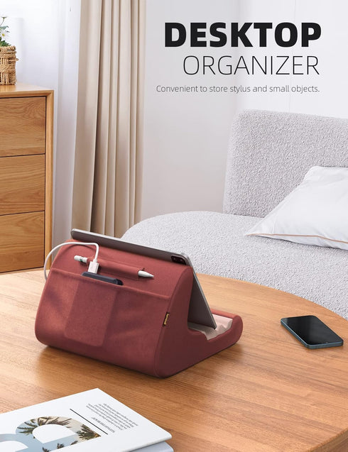 Lamicall Tablet Holder, Tablet Pillow Stand - Soft Pad for Bed and Lap with Stylus Mount & Pocket, for iPad Pro 12.9,