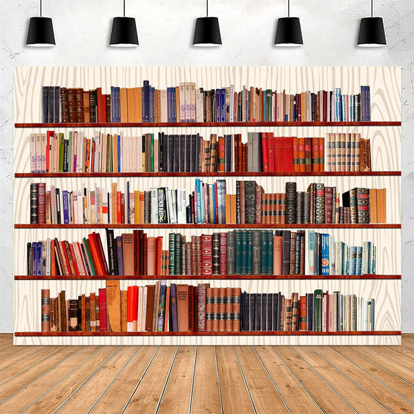 Yieldeer Bookshelf Photo Backdrop Books Library Tapestry Wall Hanging Bookcase Photography Background for
