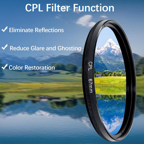Orizizhic 67MM 16 15 14 13 CPL Filter for All Smartphones, Clip On Phone Filter Kit with Lens Cover and Protect Box
