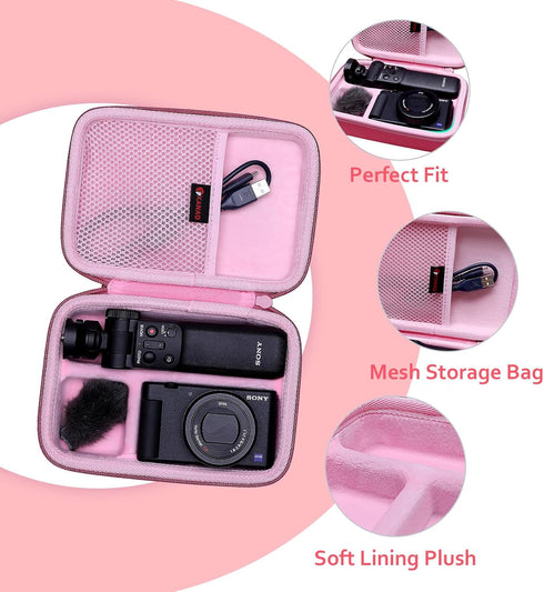 XANAD Hard Case for Sony ZV-1F / ZV-1 / ZV-1 II Digital Camera with Shoulder Strap, Fits Vlogger Kit (Pink)