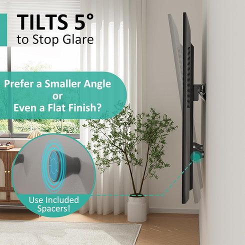 No Stud TV Wall Mount for 32-75 inch TVs, Heavy Duty No Drill Bracket Holds Up to 150 lbs, Easy Installation