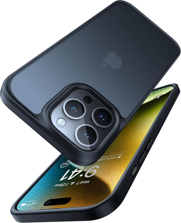 TORRAS iPhone 15 Pro Max Case, Black - Slim, Shockproof, 12FT Military Grade, Translucent Matte Anti-Scratch Cover, 6.7"