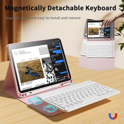 kenke Keyboard Case for iPad 10th Generation 10.9 Inch (2022), Smart Folio Cover with Detachable Wireless Keyboard,