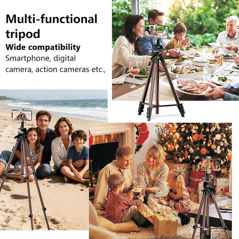 Jishane 71" 6.6 lb Camera Tripod,Lightweight Aluminum Phone Tripod with Wireless Remote, Phone Holder & Carry Bag