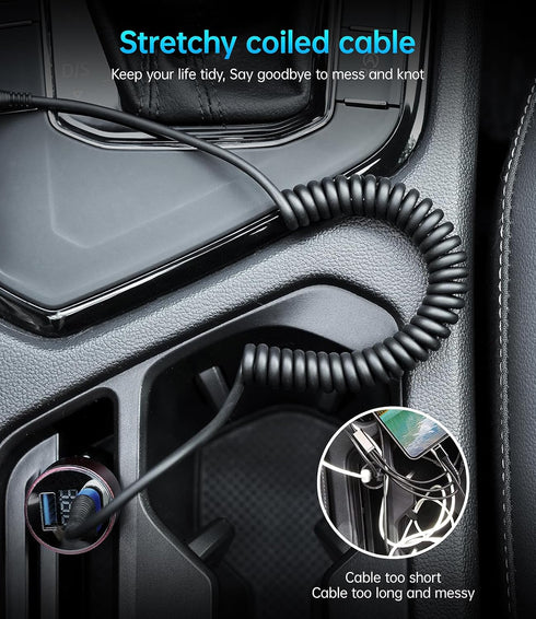 USB C Cable 3ft 2Pack, Coiled USB A to USB C Charge Cord for Car, Compatible with Samsung Galaxy S20/S10/S9/S8
