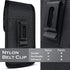 PiTau Black Nylon Holster for iPhone 15, 14, 13, 12, 11, XR - Cell Phone Belt Holder Case with Clip (Fits with Case)