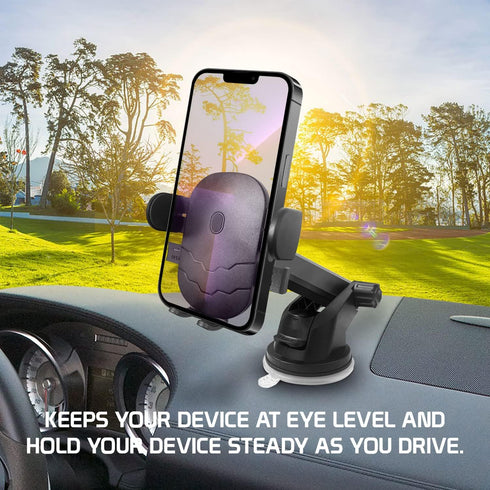 Cellet Dashboard Phone Mount, Reusable Suction Cup Holder with 360 Degree Rotation and Extendable 270 Degree Arm