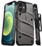 ZIZO Bolt Series Case for iPhone 12 Mini with Screen Protector, Kickstand Holster Lanyard - Gun Metal Gray