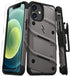 ZIZO Bolt Series Case for iPhone 12 Mini with Screen Protector, Kickstand Holster Lanyard - Gun Metal Gray