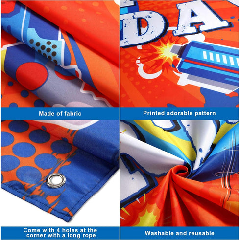 Dart Battle Happy Birthday Backdrop - Party Decorations Photo Background for Kids Boys Birthday Table