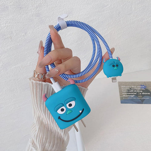 ZOSTLAND Cute Cartoon Blue Monster DIY Protector Data Cable 18W 20W USB Charger Line Earphone Wire Saver Organizer for