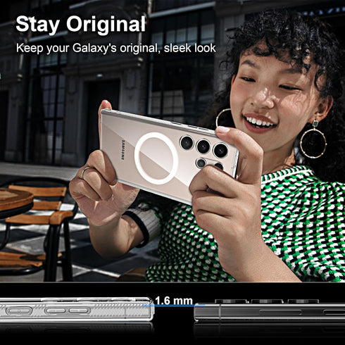 Galaxy S24 Ultra Case, Magsafe Compatible, Non-Yellowing Drop Protection, Slim Shockproof Hard Back Cover - Clear