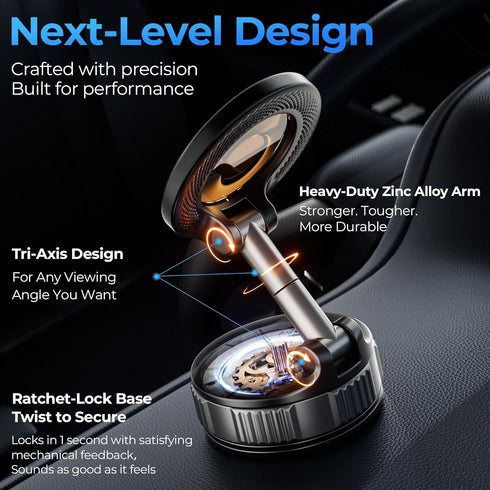 Xuysi 360 Vacuum Magnetic Suction Phone Holder, Adjustable Suction Cup Phone Mount for Car/Gym/Mirror/Shower