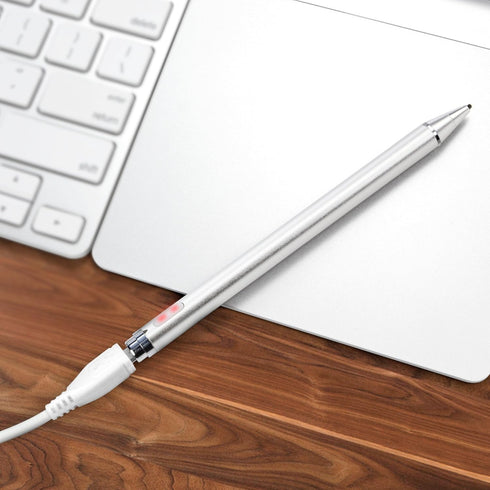 BoxWave Stylus Pen Compatible with MSI Summit E14 - AccuPoint Active Stylus with Ultra Fine Tip - Metallic Silver
