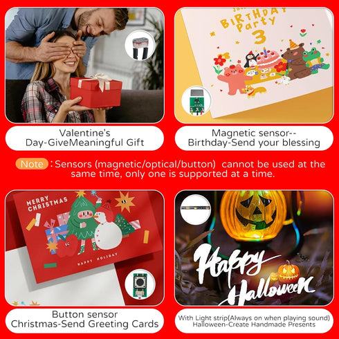 JRGKJCP Sound Module, 16MB Push Button & Magnetron Activated Recordable Voice Sound Chip Module for Greeting Cards