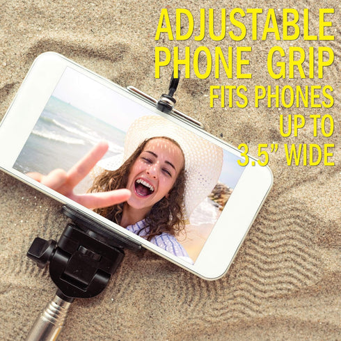 Deco Essentials 33" Telescopic Metal Selfie Stick w/Tripod and Wireless Remote for iOS/Android, Perfect for Travel