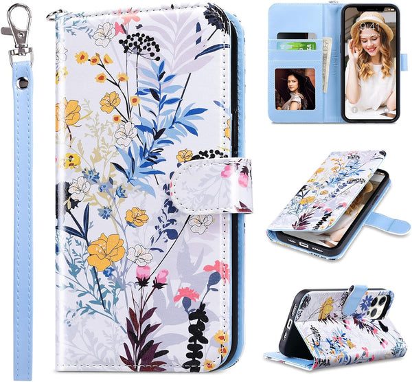ULAK Compatible with iPhone 12 Pro Max Case with Card Holders, Durable PU Leather Flip Wristlet Stand Phone Cases for