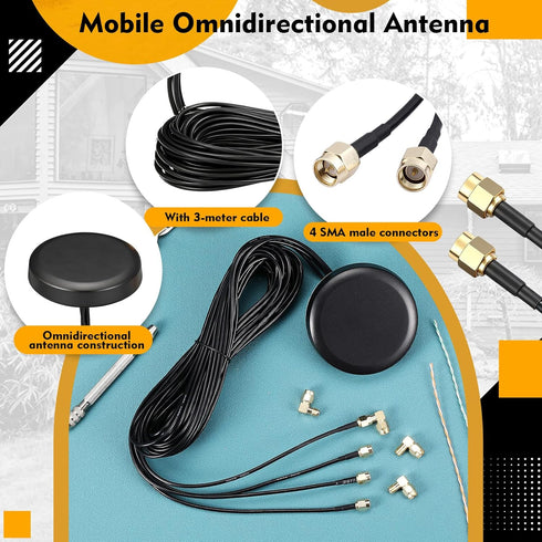 FairySandy 5 5G 4x4 5G Pcs Mobile Antenna MIMO Omnidirectional LTE Antenna with SMA Male to Female Right Angle Adapter