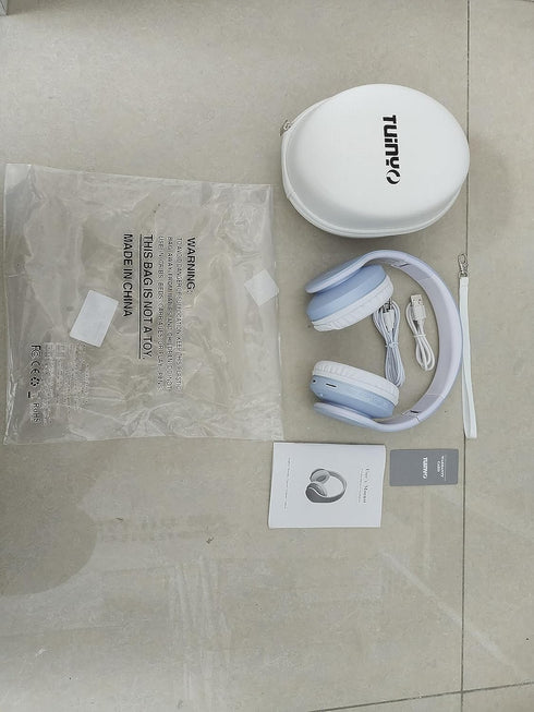 TUINYO Wireless Headphones Over Ear, Bluetooth Headset with Microphone, Foldable Stereo Wireless, Lightweight, Silver